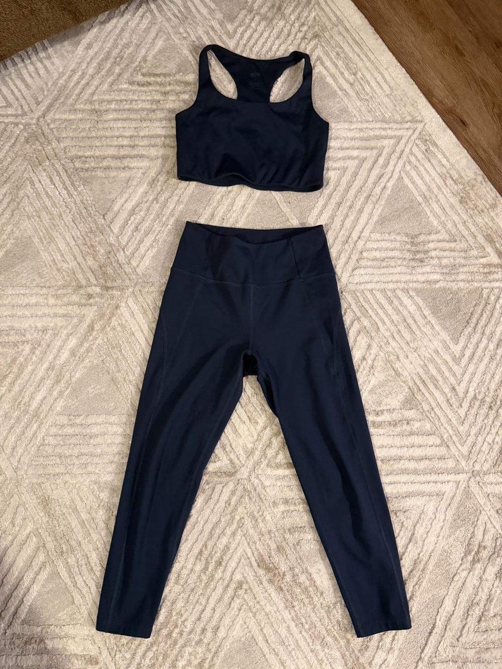 Girlfriend Collective High-Waist Navy Leggings & Racerback Sports Bra Set